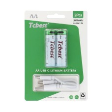 Baterija punjiva LI-ION USB C TCBEST, 1600mAh, R6 AA, USB C, 2 komada