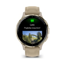 Pametni sportski sat GARMIN Venu 3S, 010-02785-55, 18mm, zlatni okvir sa svijetlosivim kućištem i kožnim remenom