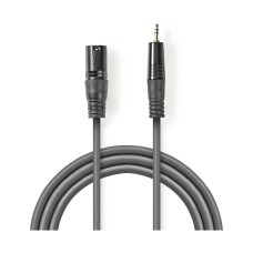 Kabel NEDIS COTH15300GY30, 3-pin XLR (M) na 3.5mm (M), 3m, tamno sivi