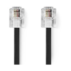 Kabel telefonski NEDIS TCGL90200BK20, RJ11 (M) na RJ11 (M), Gold plated, 2m, crni, label