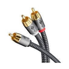 Kabel GOOBAY 65300, RCA (M) na 2x RCA (M), Gold plated, pleteni, 2m, crni, polybag
