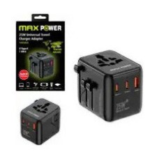 Putni adapter MAXPOWER 1005DCR Gan, 2X PD Type C+1X USB A, 25W, crni