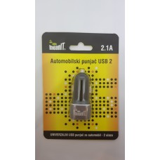 Auto punjač MEANIT, 2x USB A, crni