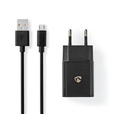 Kućni punjač NEDIS WCHAM213ABK, 10.50W, USB A, kabel USB A (M) na USB micro B 2.0 (M), crni