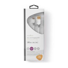 Kabel NEDIS CCBW39300WT10, iPhone Lightning 8-Pin na USB A (M), 480 Mbps, gold plated, sivo bijeli, 1m