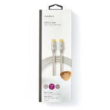 Kabel NEDIS CCTB60800AL20, USB C 2.0 (M) na USB C 2.0 (M), 480Mbps, 100W, gold plated, srebrni, 2m
