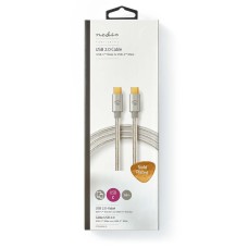Kabel NEDIS CCTB60800AL10, USB C 2.0 (M) na USB C 2.0 (M), 480Mbps, 100W, gold plated, srebrni, 1m
