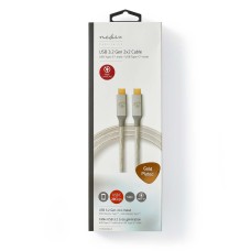 Kabel NEDIS CCTB64020AL10, USB C 3.2 (M) na USB C 3.2 (M), 20 Gbit/s, 100W, gold plated, srebrni, 1m